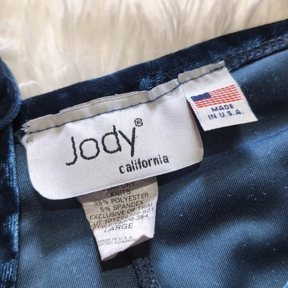 90s Jody California Blue Velvet Handkerchief Hem Midi Dress Size Large - Picture 8 of 10
